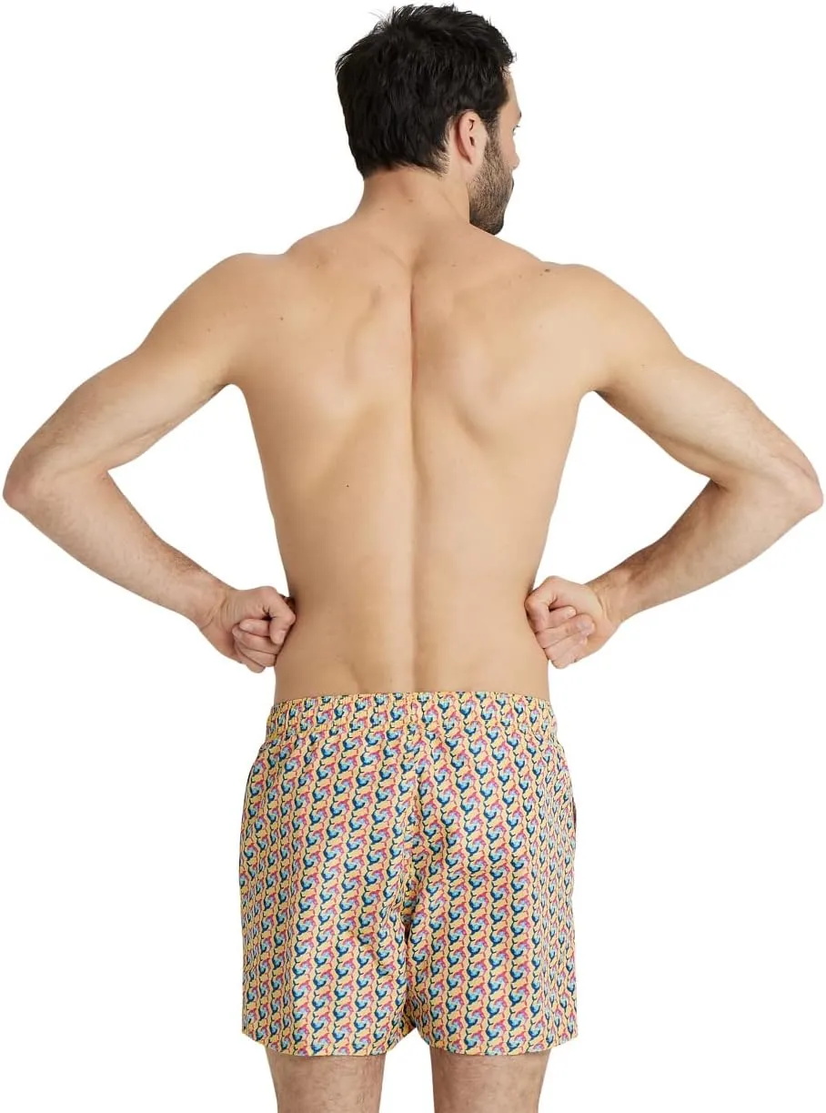 ARENA Men's Icons Solid Beach Short Boxers Swimming Bermuda with Mesh Inner Brief, Side Pockets, Pool Beach Vacation Swimsuit