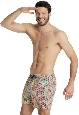 ARENA Men's Icons Solid Beach Short Boxers Swimming Bermuda with Mesh Inner Brief, Side Pockets, Pool Beach Vacation Swimsuit