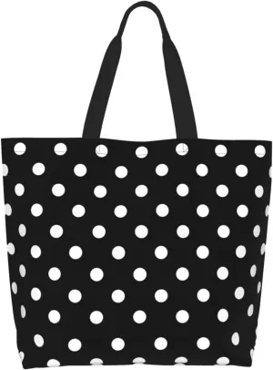 ASYG Red and White Polka Dot Tote Bag Lightweight Handbags Travel Shoulder Bag for Hiking,Yoga, Gym,Shopping Travel Beach