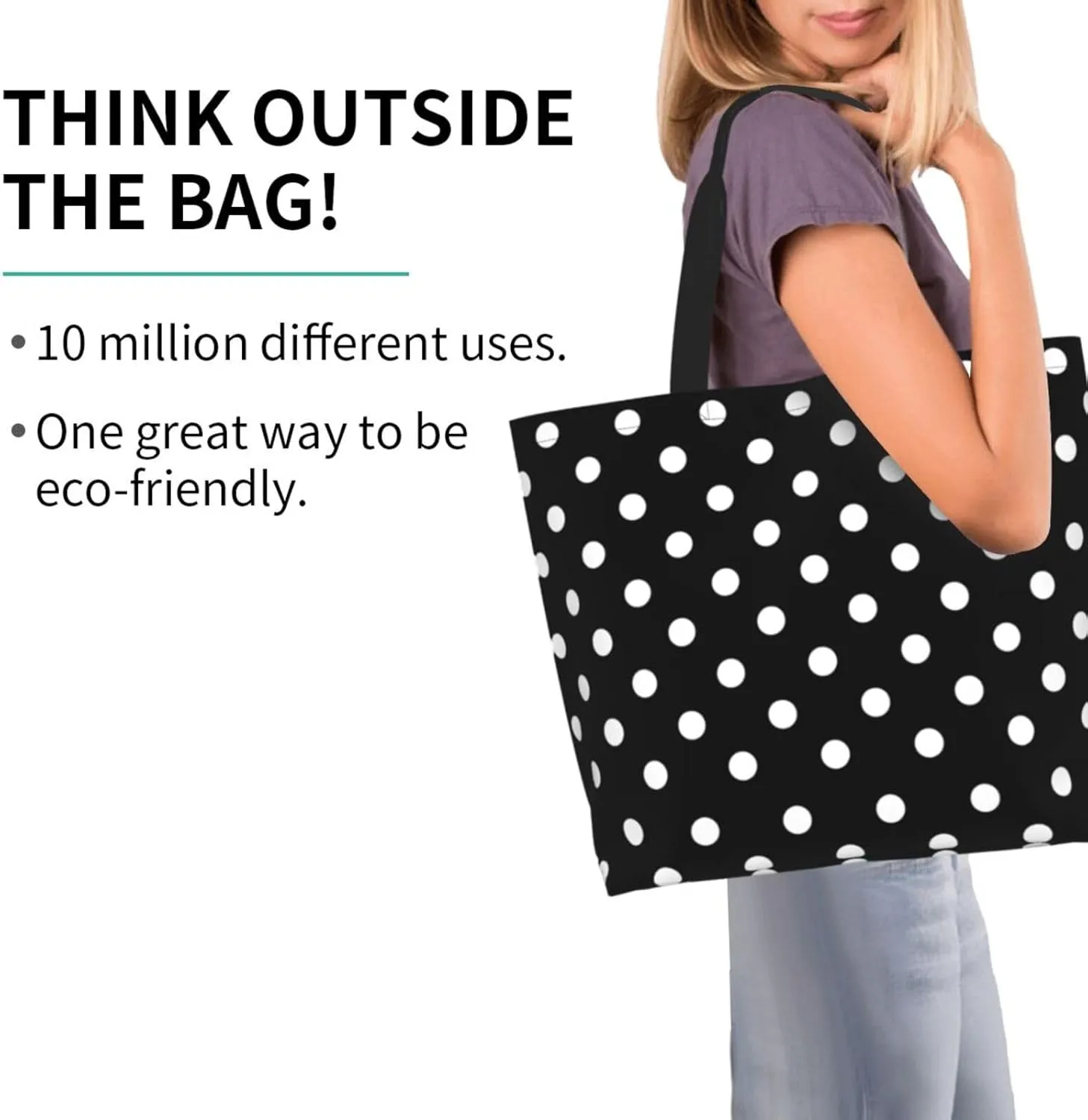 ASYG Red and White Polka Dot Tote Bag Lightweight Handbags Travel Shoulder Bag for Hiking,Yoga, Gym,Shopping Travel Beach
