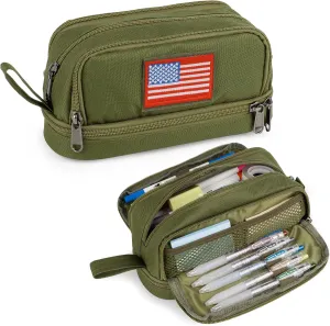 ATRIPACK Tactical 4 Compartments Pencil Case for Boys,Big Canvas Pen Pouch Bag, Large Capacity Pen Box, Tool Bag for Middle School College Office Organizer for Kids Men Women Adult Teens