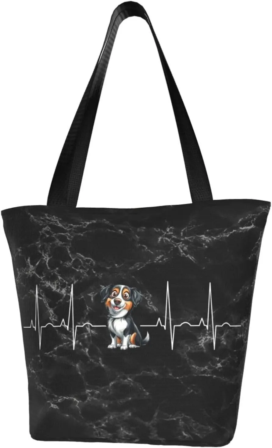 Australian Shepherd Heartbeat Fashion Shoulder Bag Large Capacity For Man Or Woman