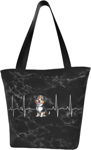 Australian Shepherd Heartbeat Fashion Shoulder Bag Large Capacity For Man Or Woman