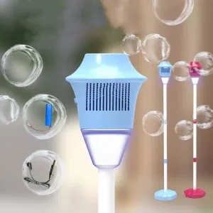 Automatic Bubble Torch Garden Lamp,Stand Up Bubble Machine,47 Inches Standing Automatic Bubble Maker with Lights,Battery Operated for Wedding Birthday Party and Indoor Outdoor (Blue)