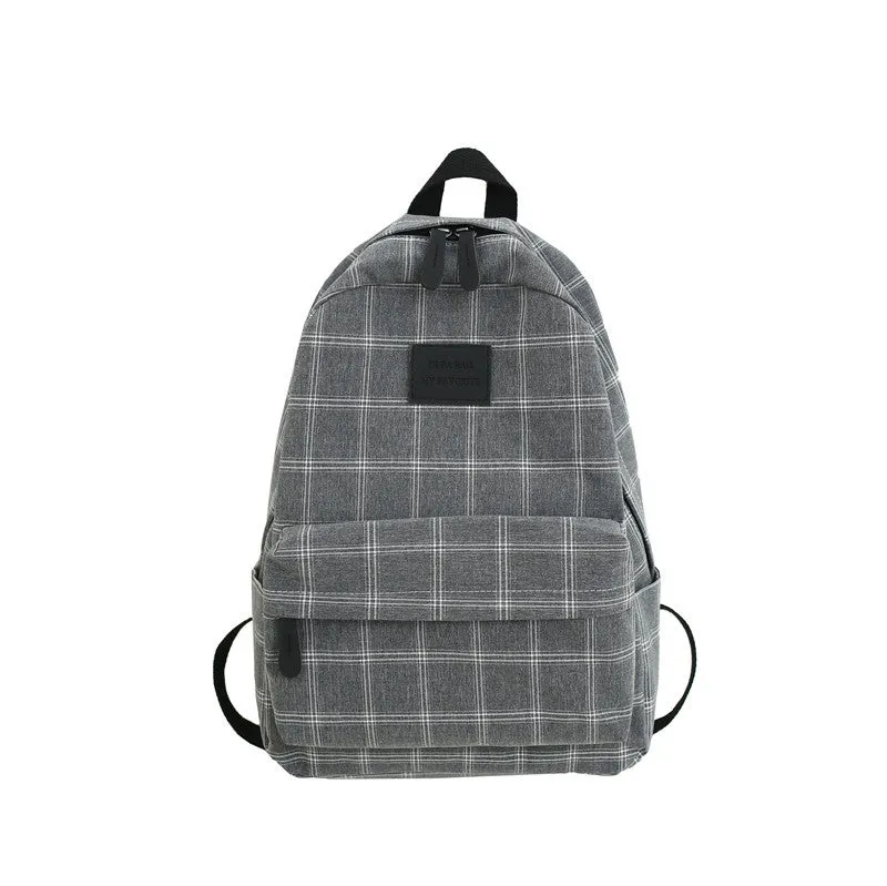 Autumn Plaid Canvas Female Junior College Backpacks