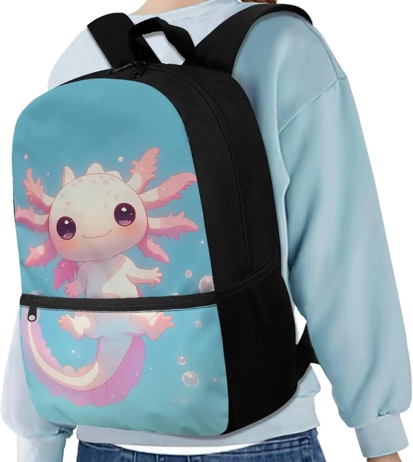Axolotl Backpack for School Boys Elementary Bookbag Back Pack Rucksack for Kindergarten Preschool Students Daypack Light Weight Laptop Bags Student Schoolbag