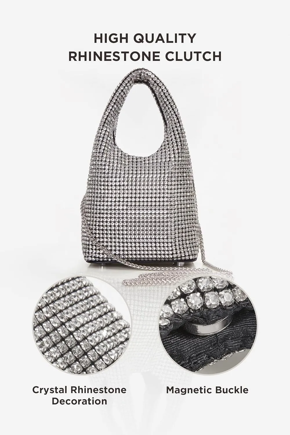 BABEYOND Clutch Purses for Women - Sparkly Evening Bags Glitter Rhinestone Portable Handbag for Party Prom Wedding