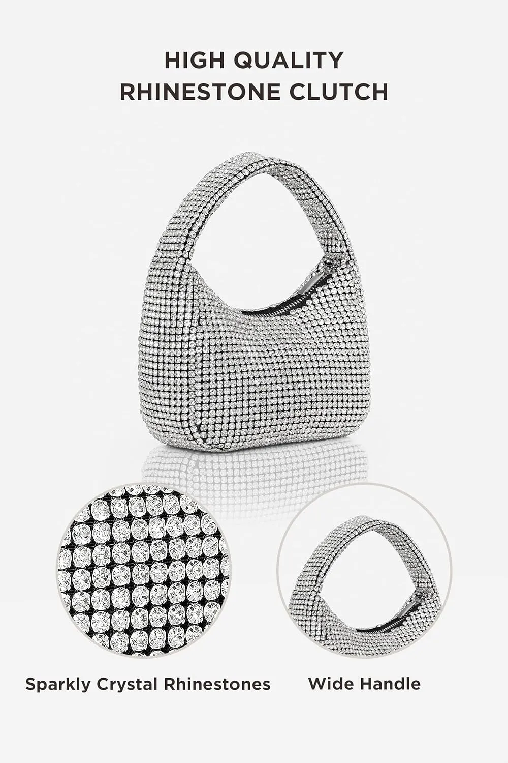 BABEYOND Rhinestone Purse for Women - Sparkly Evening Bags Full Glitter Rhinestone Portable Handbag for Party Wedding Prom