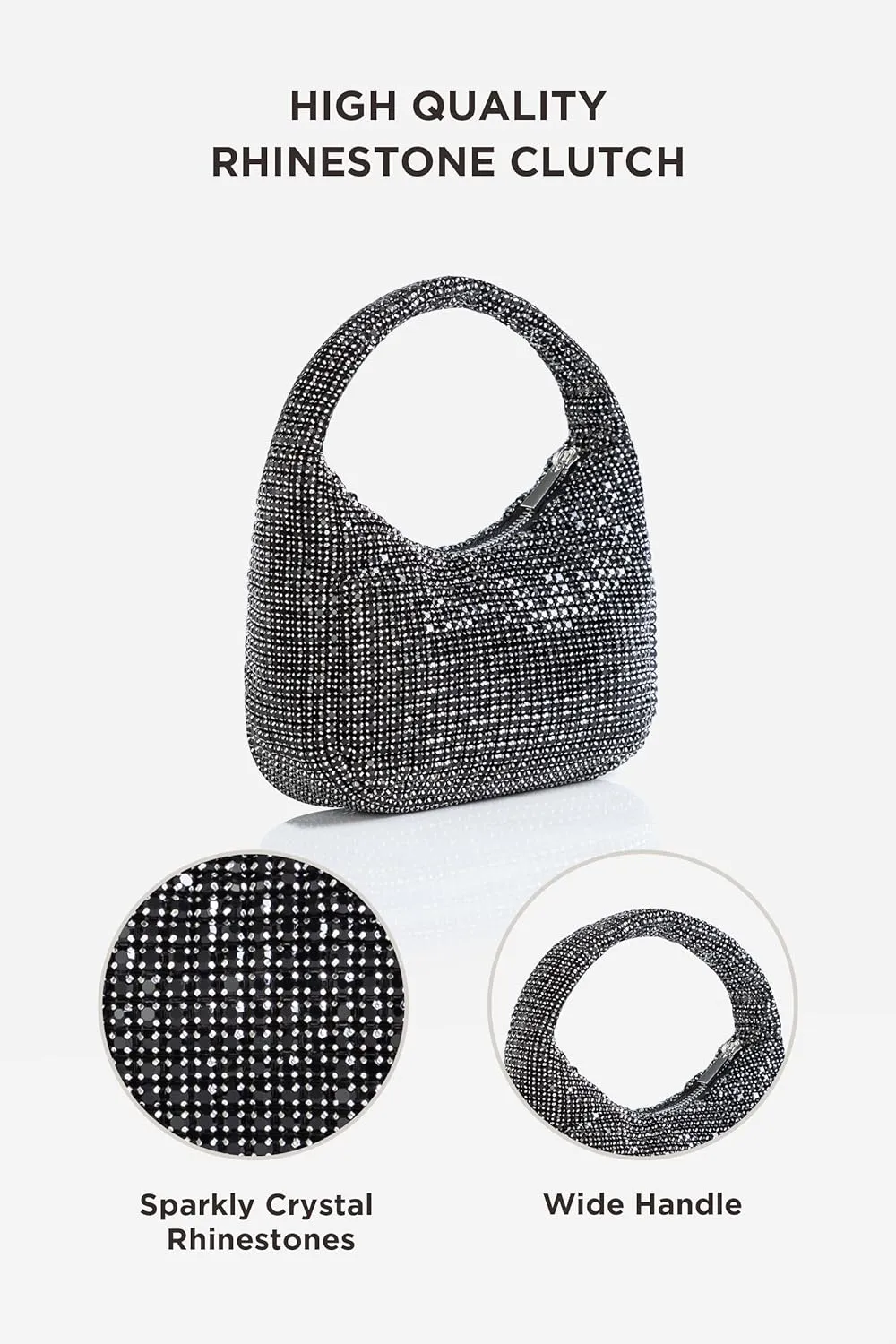 BABEYOND Rhinestone Purse for Women - Sparkly Evening Bags Full Glitter Rhinestone Portable Handbag for Party Wedding Prom