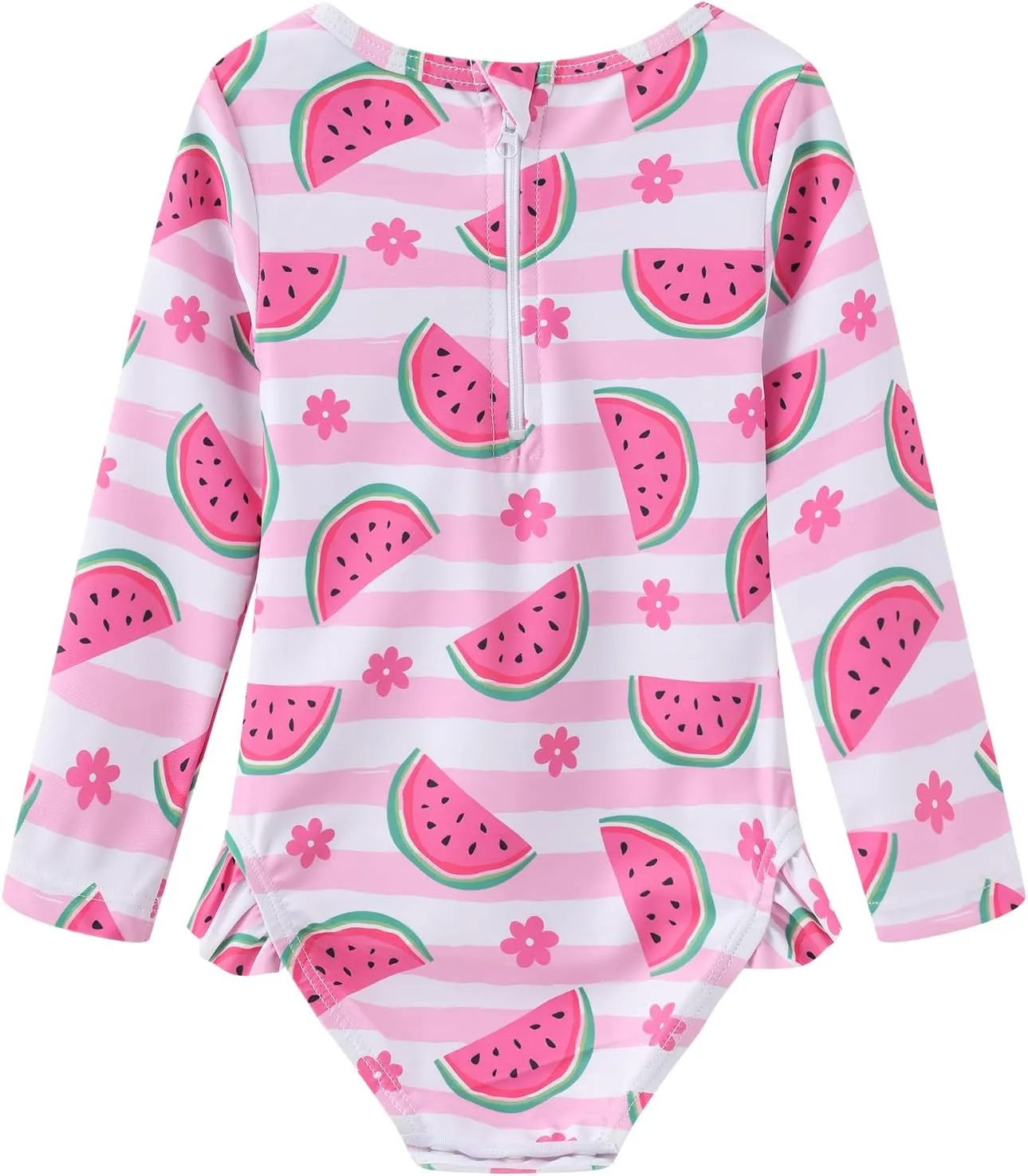Baby and Toddler Girls One Piece Rash Guard Swimsuits for Girls Long Sleeve Swim Shirts with Sun Protection
