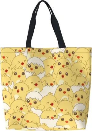 Baby Chicks Reusable Grocery bags Big Capacity Shopping Bag Canvas Shoulder Tote Handbag for Women Girls