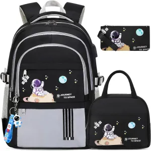 Backpack for Boys - Boy Backpack Schoolbag for Boys Kids Teens Girls Elementary Middle School Bags, Waterproof Lightweight Kids Bookbag Backpacks Casual Daypack with Lunch Bag Set