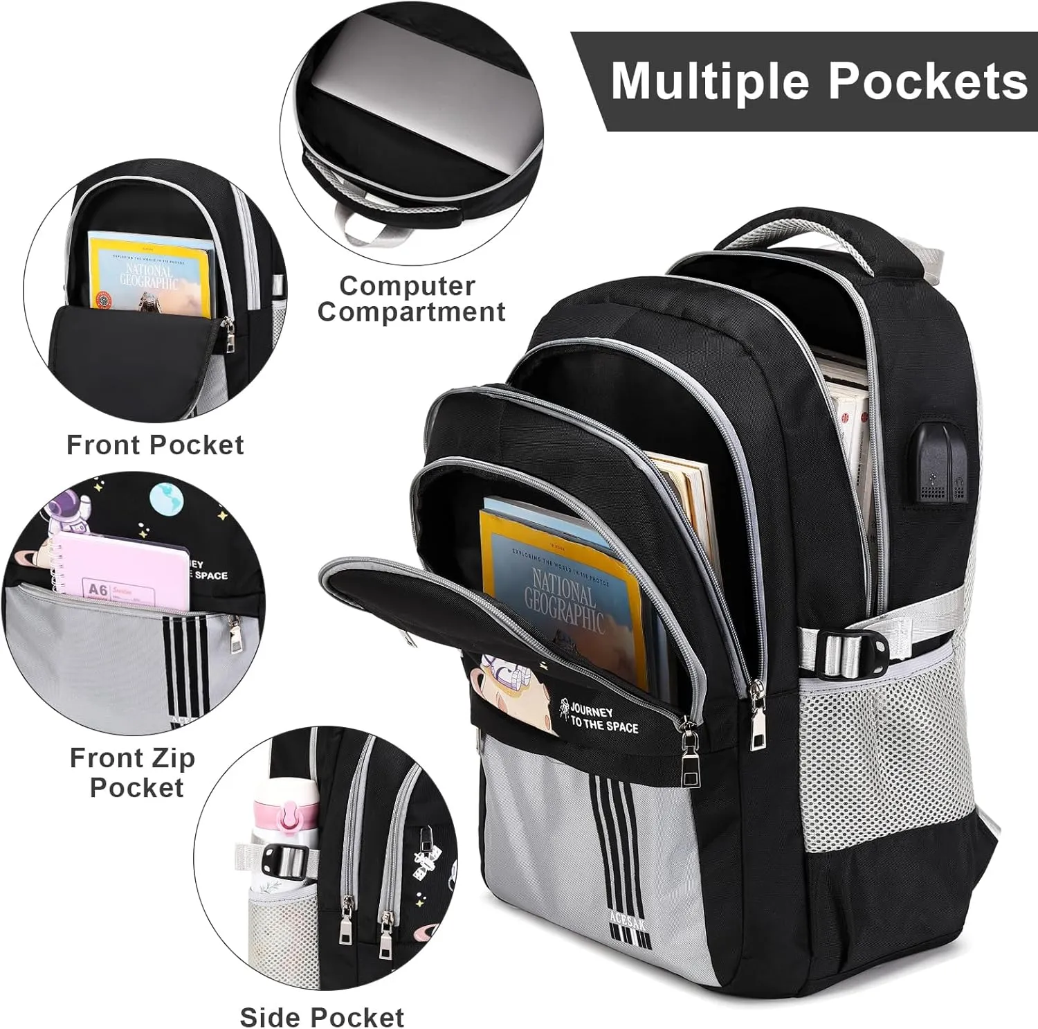 Backpack for Boys - Boy Backpack Schoolbag for Boys Kids Teens Girls Elementary Middle School Bags, Waterproof Lightweight Kids Bookbag Backpacks Casual Daypack with Lunch Bag Set