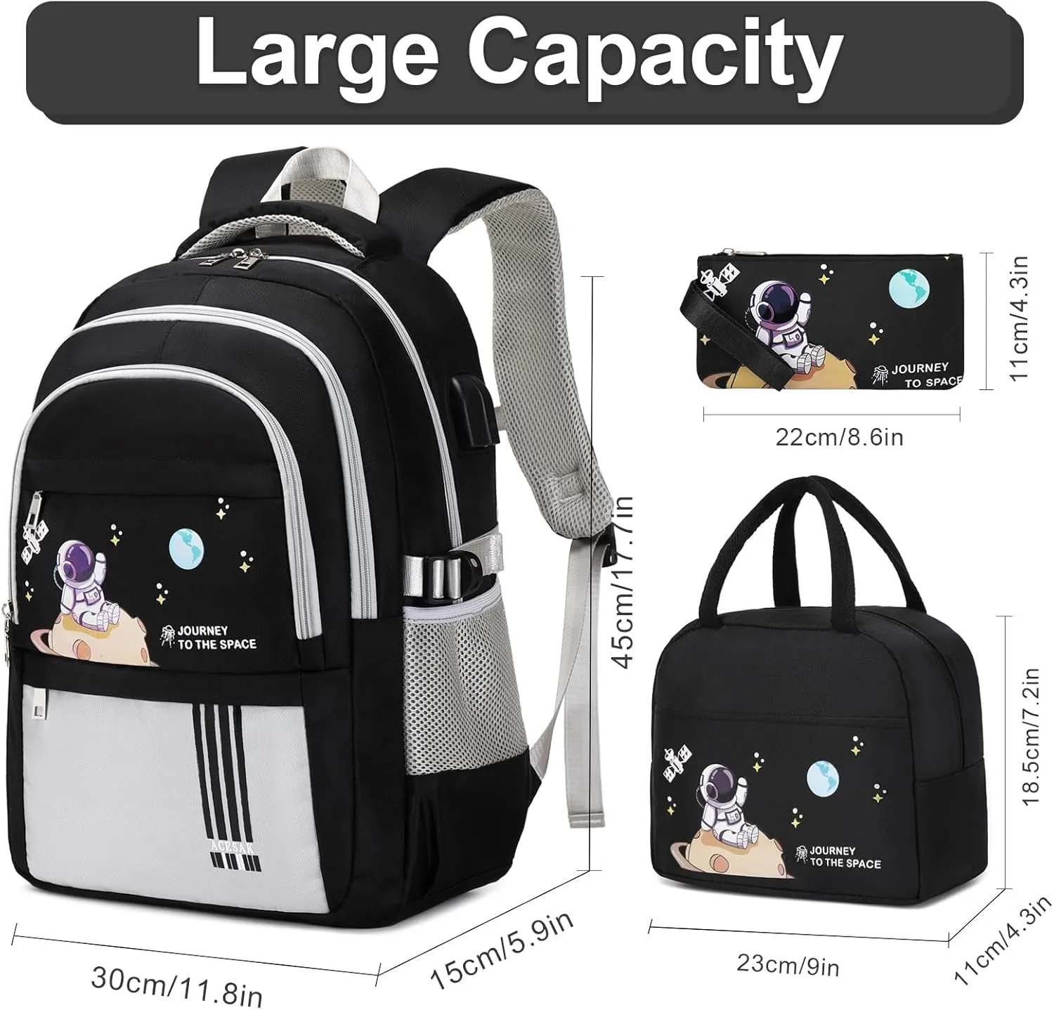 Backpack for Boys - Boy Backpack Schoolbag for Boys Kids Teens Girls Elementary Middle School Bags, Waterproof Lightweight Kids Bookbag Backpacks Casual Daypack with Lunch Bag Set