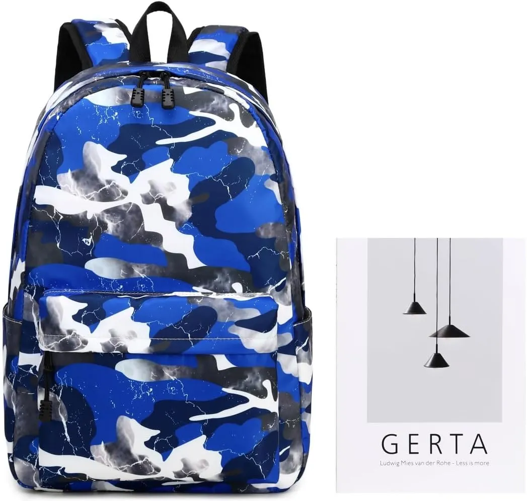 Backpack for Boys Elementary Bookbags Durable Lightweight Teenager Student School Bags Travel Waterproof (4-Blue)