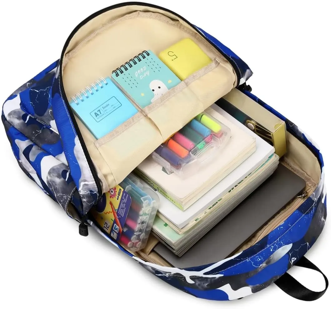 Backpack for Boys Elementary Bookbags Durable Lightweight Teenager Student School Bags Travel Waterproof (4-Blue)