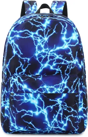 Backpack for Boys Elementary Bookbags Durable Lightweight Teenager Student School Bags Travel Waterproof Starry Lightning (1-Blue Lightning)