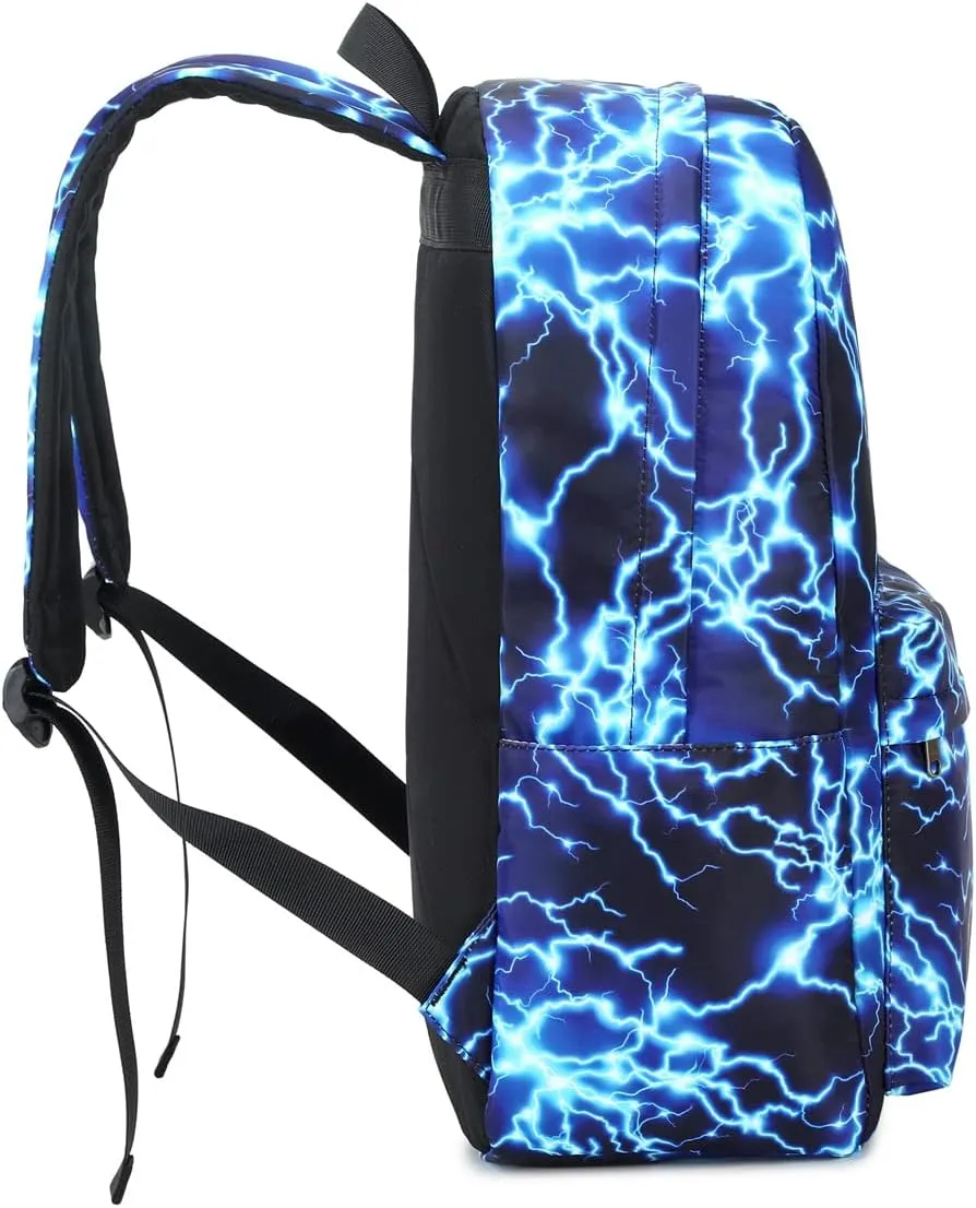 Backpack for Boys Elementary Bookbags Durable Lightweight Teenager Student School Bags Travel Waterproof Starry Lightning (1-Blue Lightning)