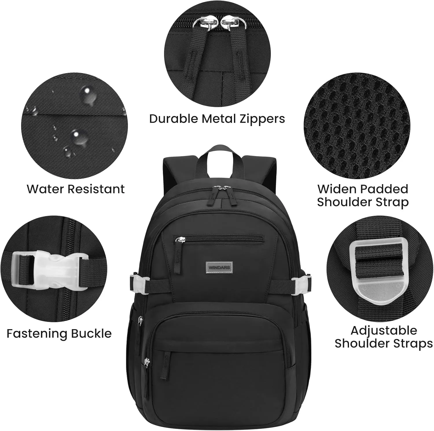 Backpack for School Girls, Cute High School Backpacks for Teens Women Student Large Bookbag 15.6 Inch Laptop Bag with USB Charger Port for College Work Travel Trip (Black)