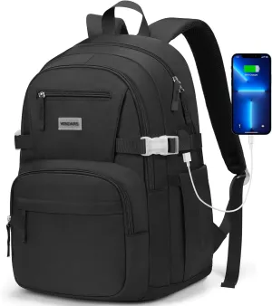 Backpack for School Girls, Cute High School Backpacks for Teens Women Student Large Bookbag 15.6 Inch Laptop Bag with USB Charger Port for College Work Travel Trip (Black)