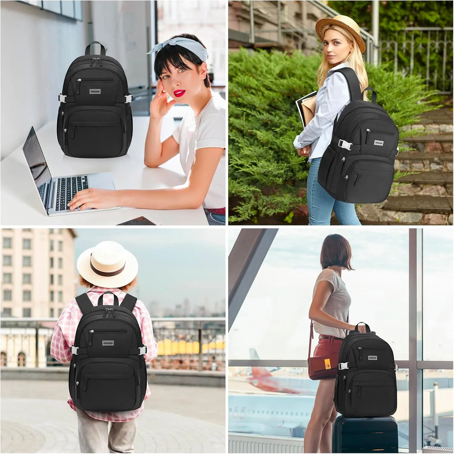 Backpack for School Girls, Cute High School Backpacks for Teens Women Student Large Bookbag 15.6 Inch Laptop Bag with USB Charger Port for College Work Travel Trip (Black)