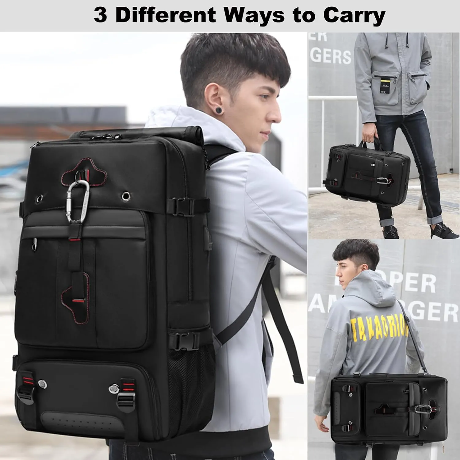Backpack for Traveling On Airplane,Expandable Carry On Laptop Backpack for Men and Women,Outdoor Travel Bag,Black