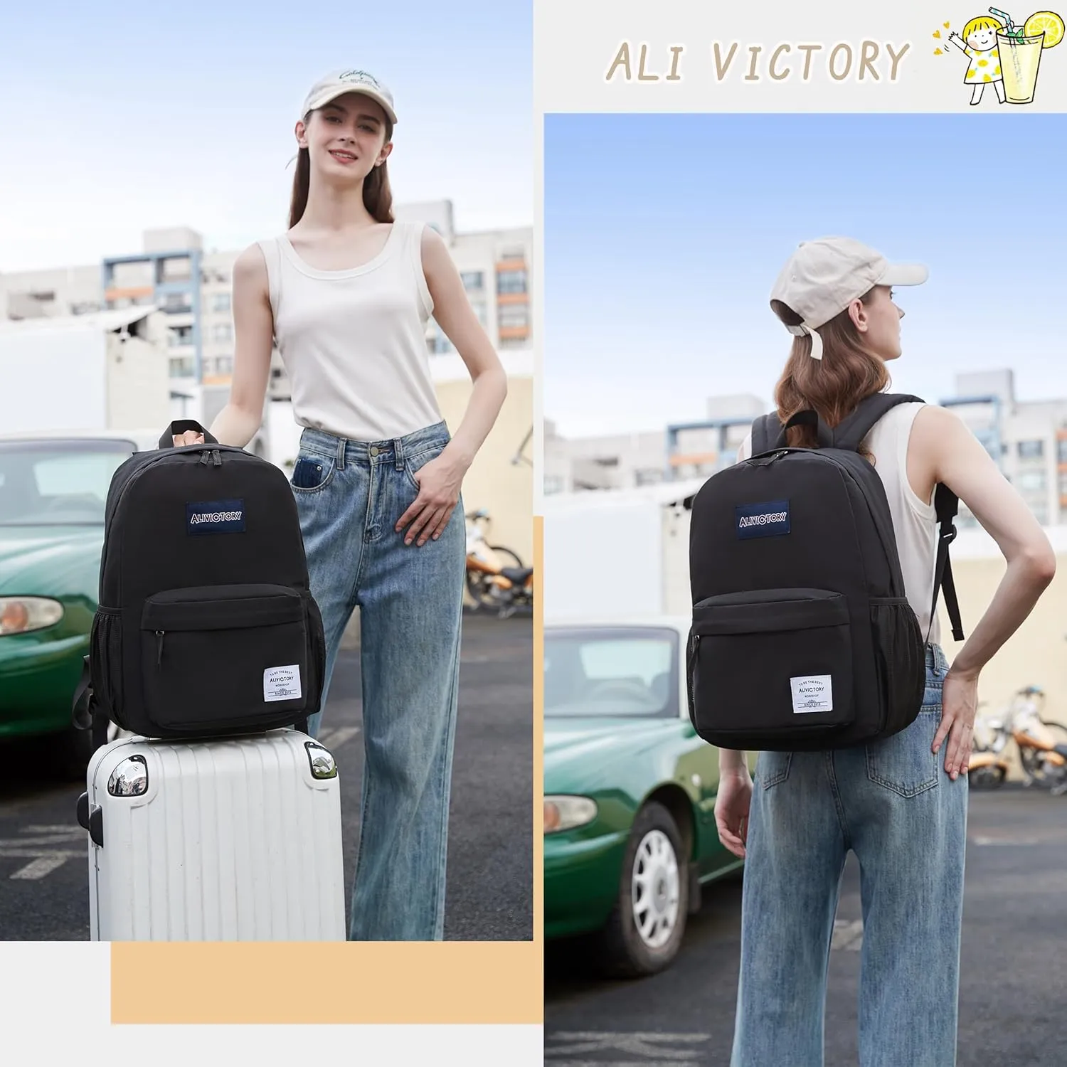 Backpack for Women Men 17 Inch Laptop Back Pack Large College Bookbag Kids Elementary Middle High School Bag for Girls Boys Teens Students Lightweight Travel Work Backpacks Casual Daypack Black