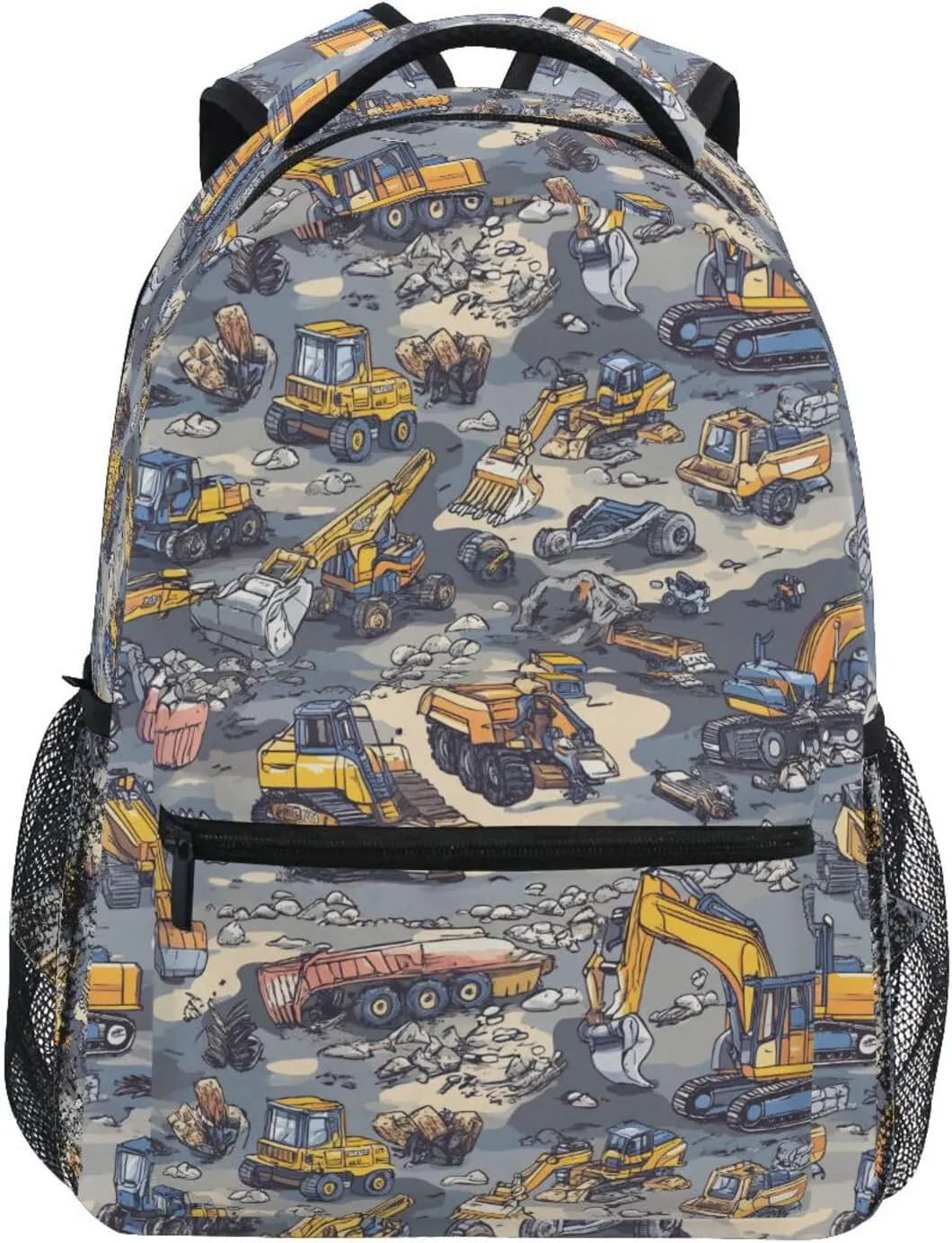 Backpack for Women Men Fashion College School Computer Bag with Chest Strap for Business Work College Travel Trip Construction Vehicles