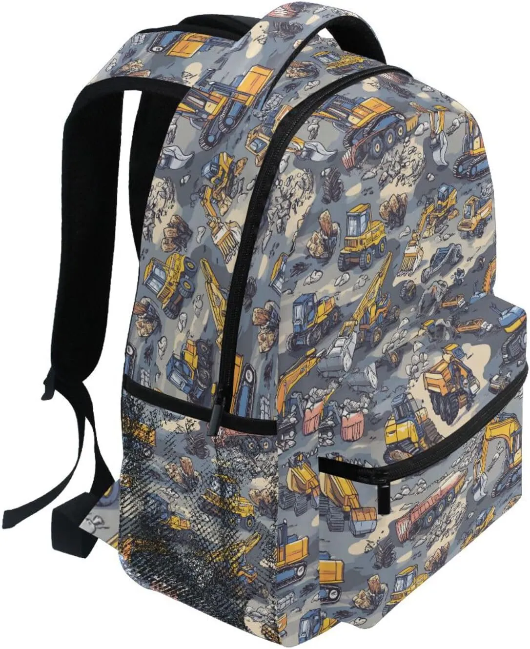 Backpack for Women Men Fashion College School Computer Bag with Chest Strap for Business Work College Travel Trip Construction Vehicles