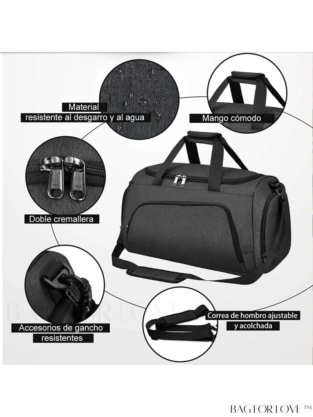 BagForLove - 40L Gym Duffle Bag with Wet Pocket and Shoe Compartment - Ideal for Sports and Travel