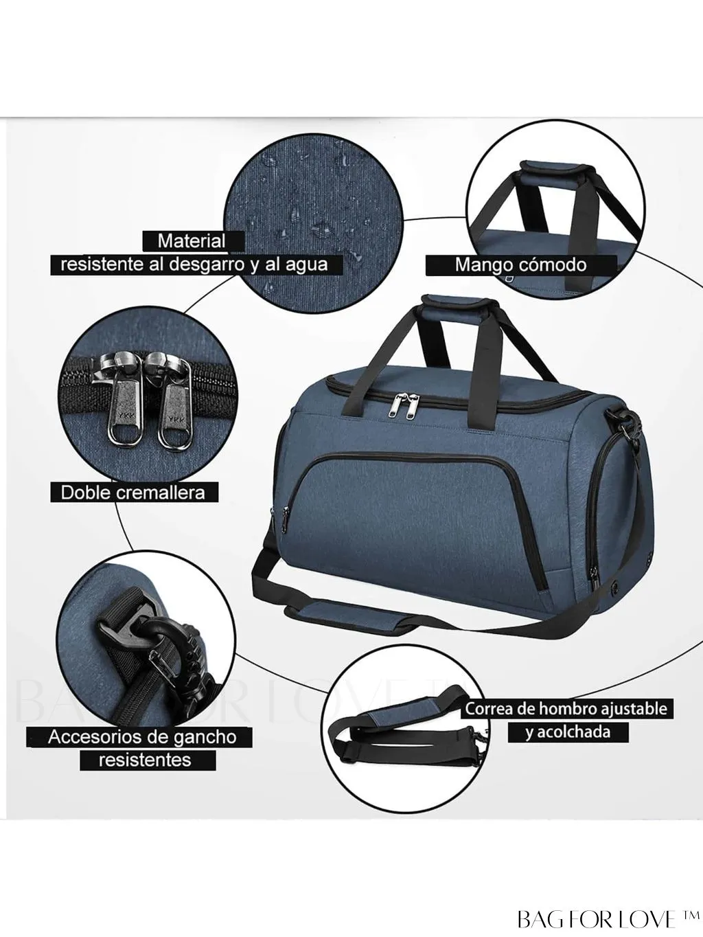 BagForLove - 40L Gym Duffle Bag with Wet Pocket and Shoe Compartment - Ideal for Sports and Travel