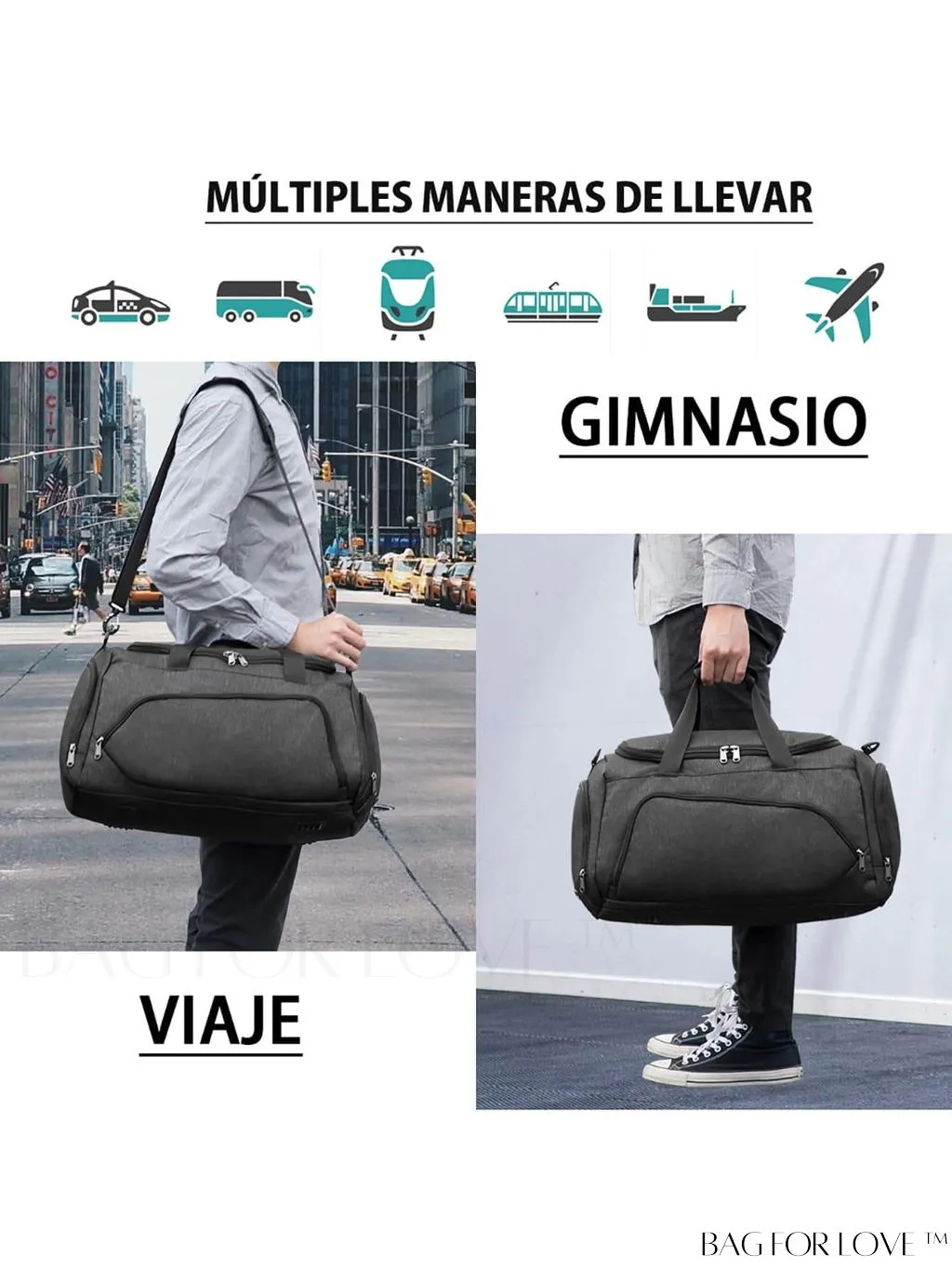 BagForLove - 40L Gym Duffle Bag with Wet Pocket and Shoe Compartment - Ideal for Sports and Travel