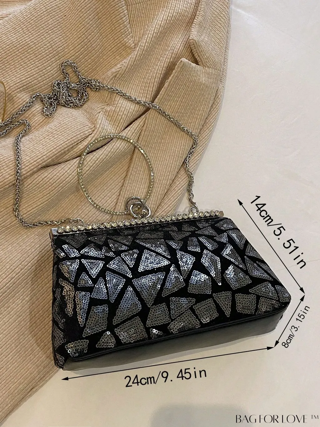 BagForLove - Chic Sequin Handbag with Ring Chain - Compact and Stylish