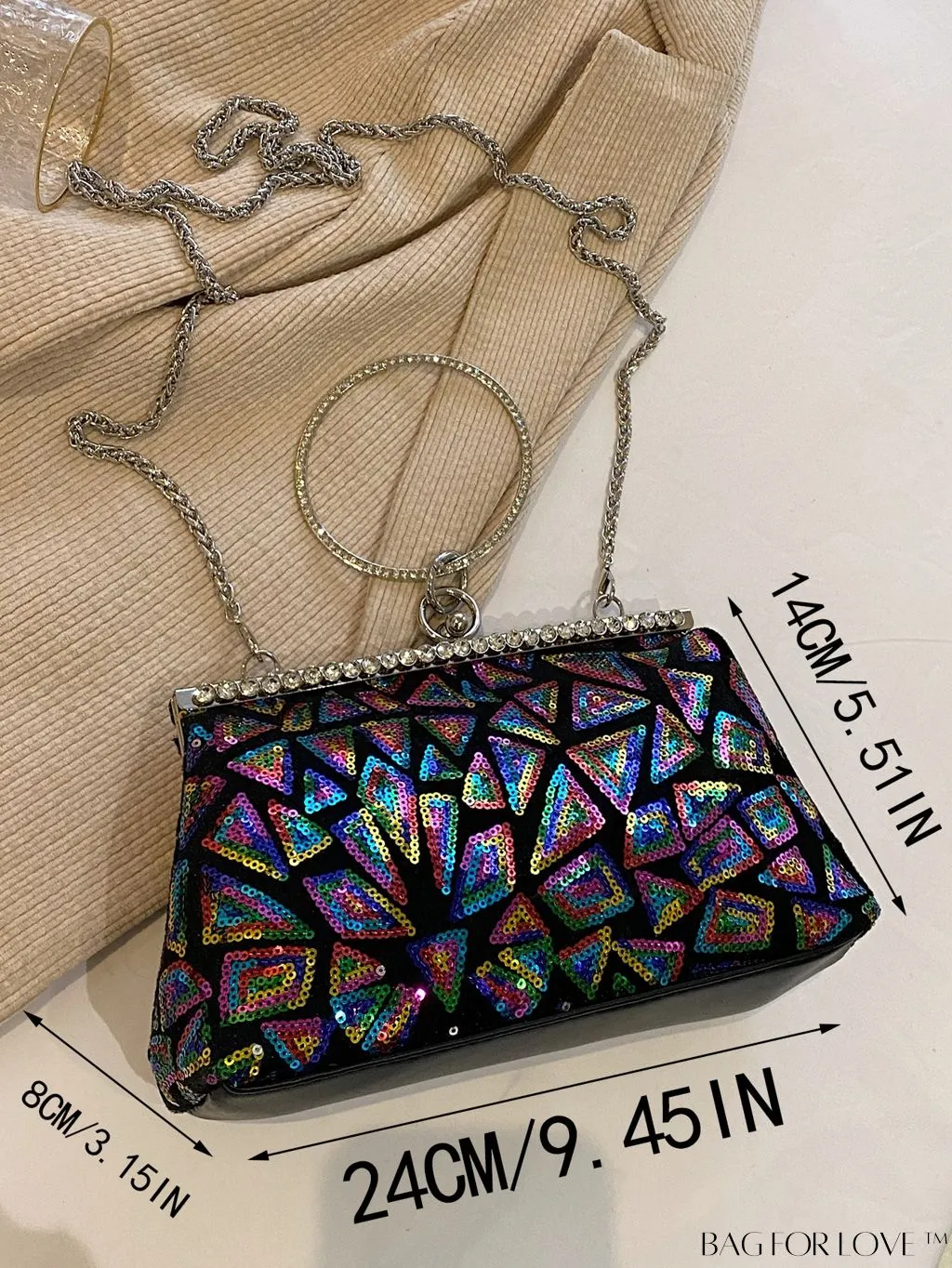 BagForLove - Chic Sequin Handbag with Ring Chain - Compact and Stylish