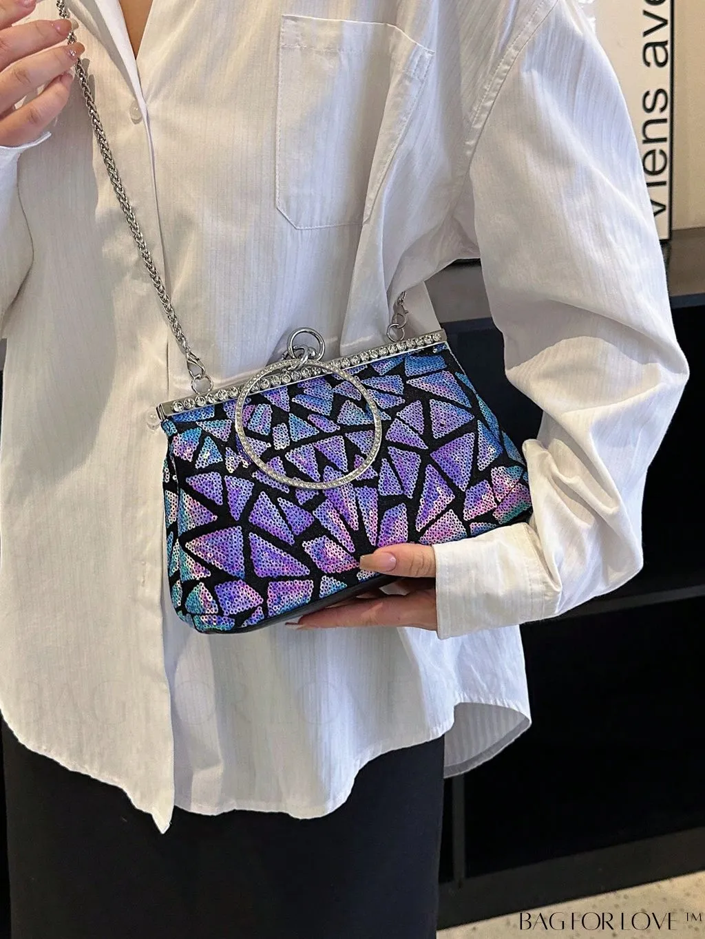 BagForLove - Chic Sequin Handbag with Ring Chain - Compact and Stylish