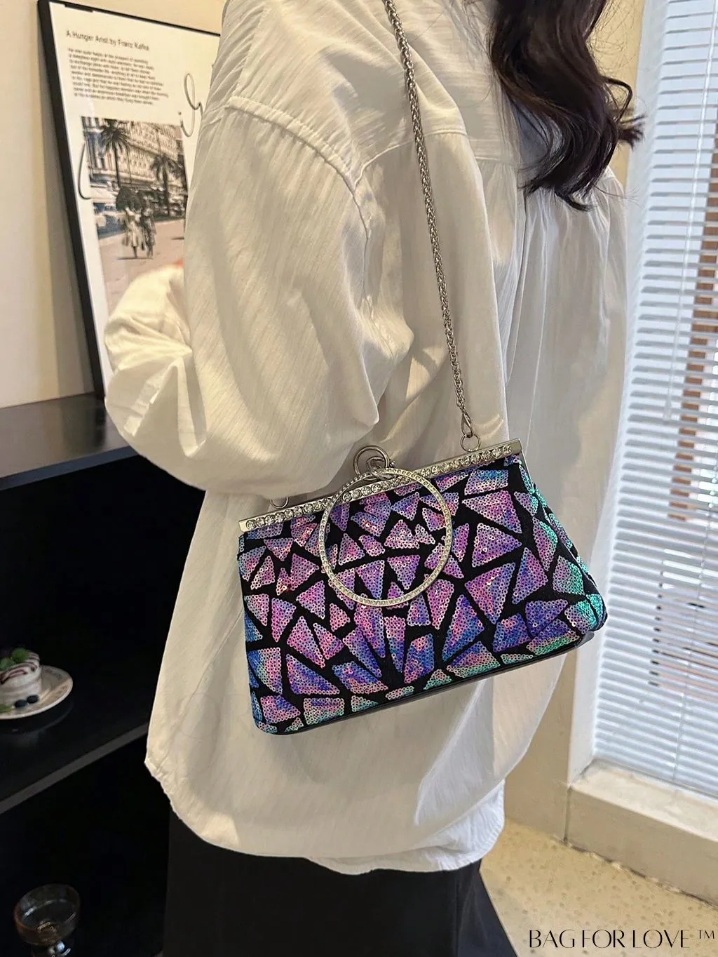 BagForLove - Chic Sequin Handbag with Ring Chain - Compact and Stylish