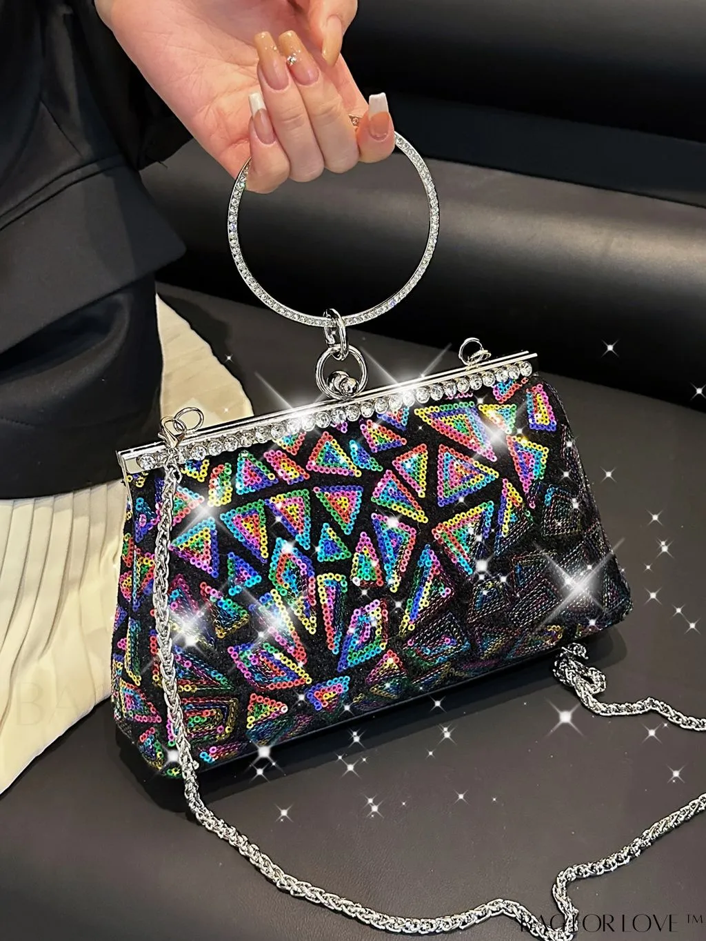 BagForLove - Chic Sequin Handbag with Ring Chain - Compact and Stylish