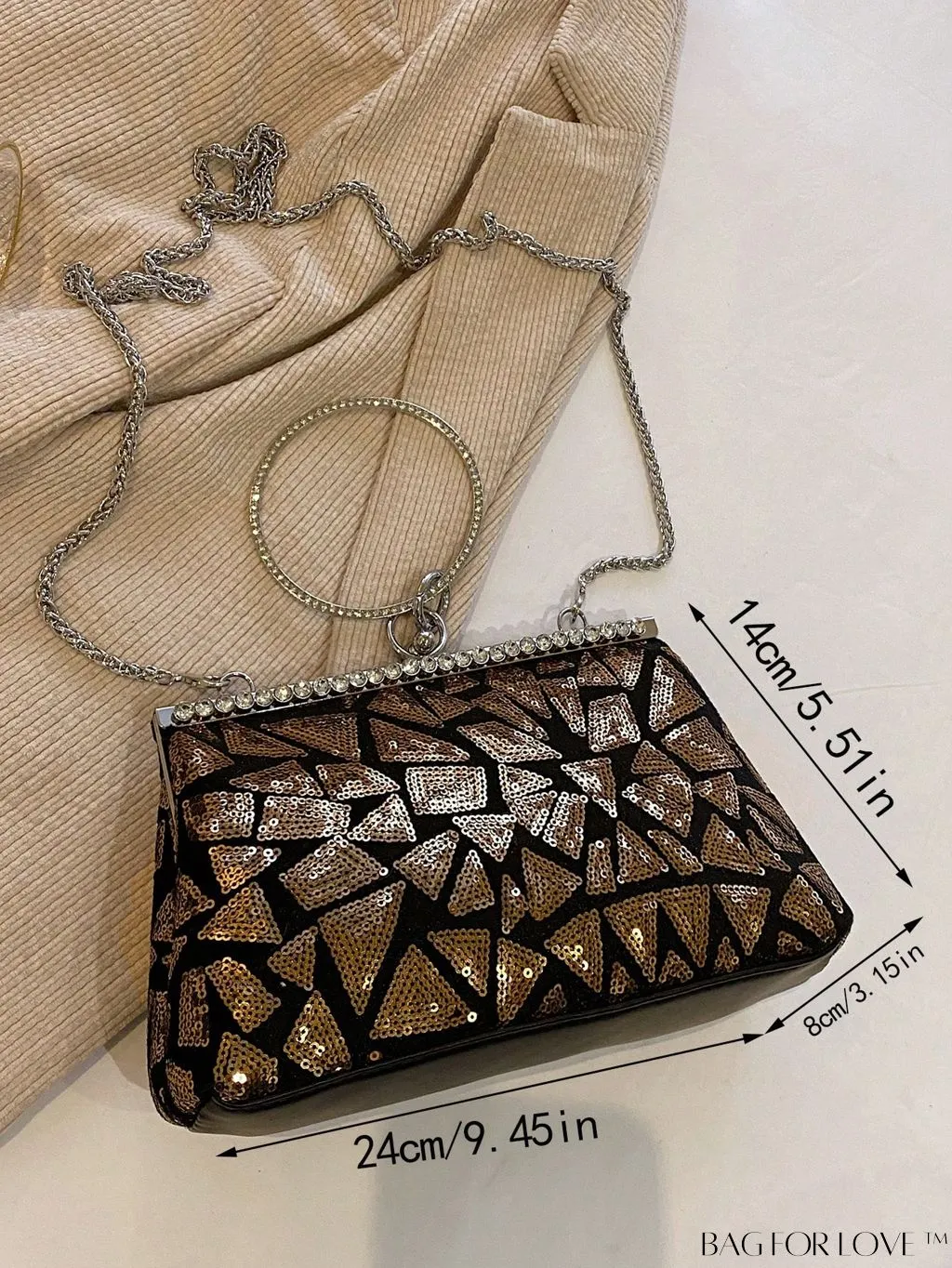 BagForLove - Chic Sequin Handbag with Ring Chain - Compact and Stylish