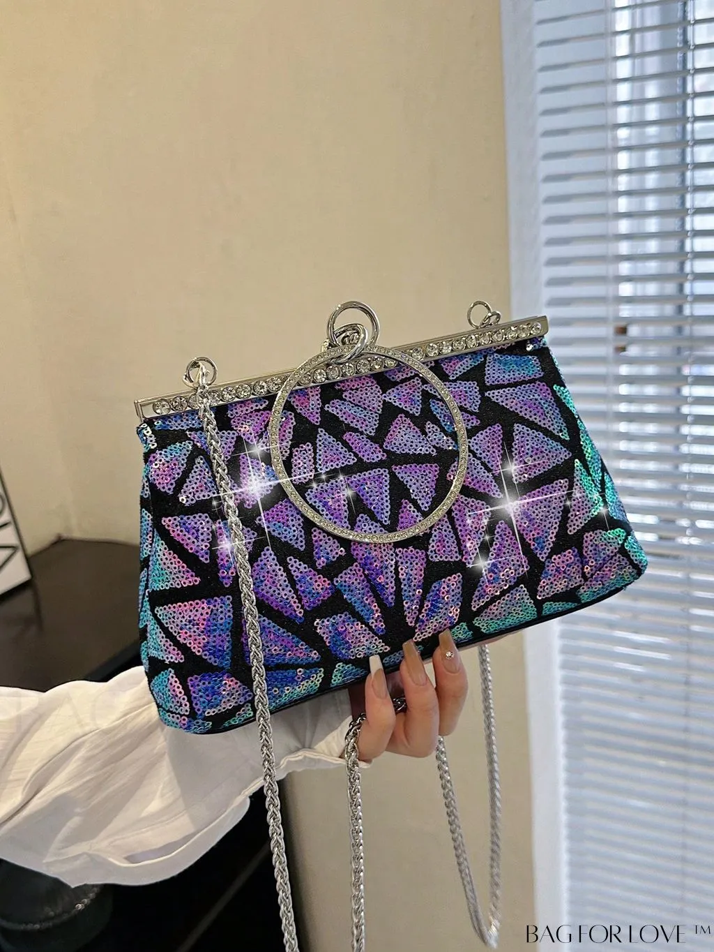 BagForLove - Chic Sequin Handbag with Ring Chain - Compact and Stylish