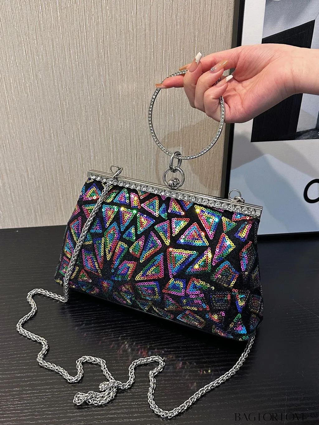 BagForLove - Chic Sequin Handbag with Ring Chain - Compact and Stylish