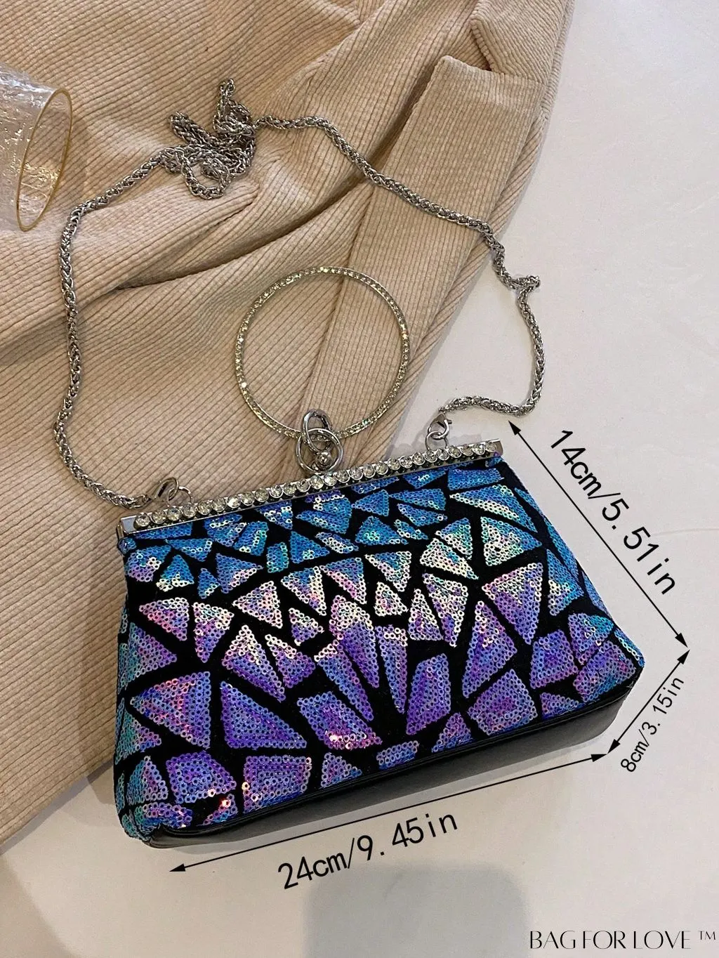 BagForLove - Chic Sequin Handbag with Ring Chain - Compact and Stylish