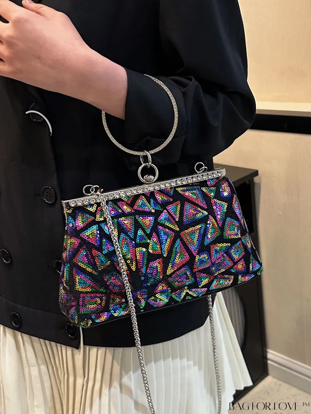 BagForLove - Chic Sequin Handbag with Ring Chain - Compact and Stylish