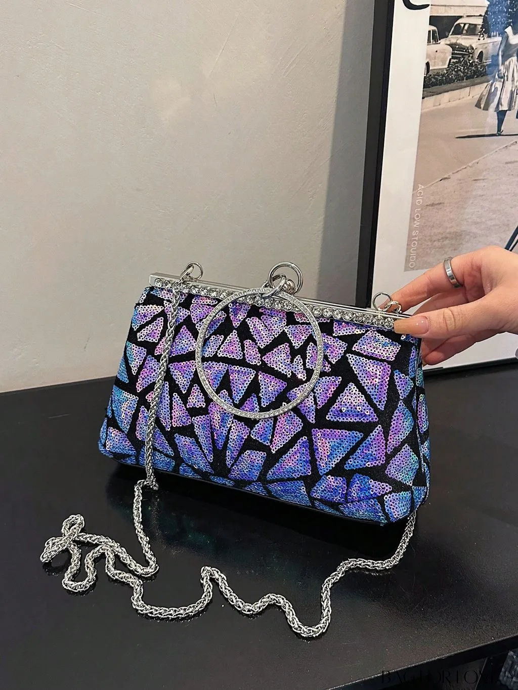 BagForLove - Chic Sequin Handbag with Ring Chain - Compact and Stylish