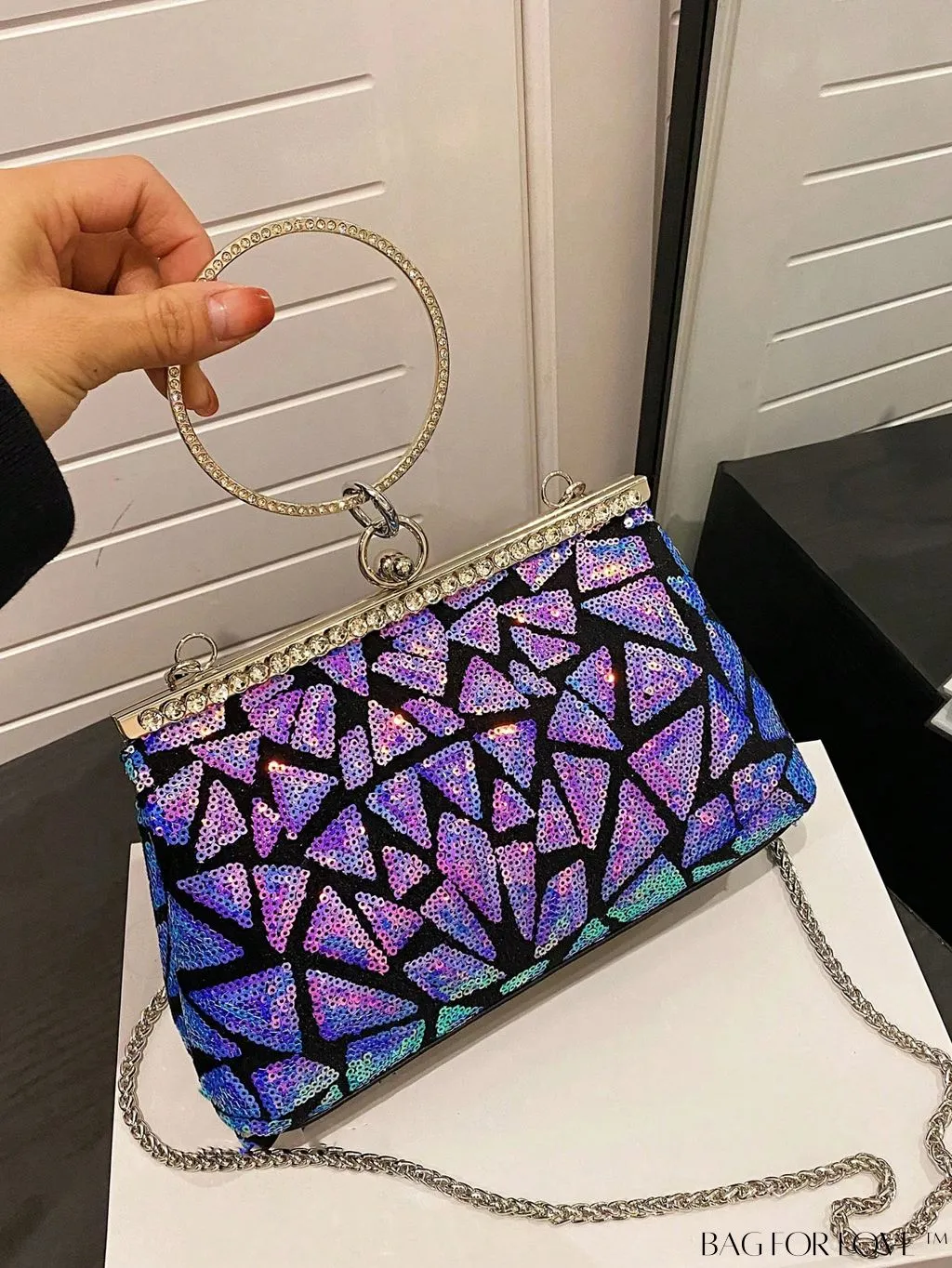 BagForLove - Chic Sequin Handbag with Ring Chain - Compact and Stylish