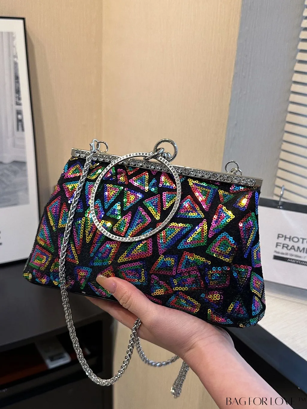 BagForLove - Chic Sequin Handbag with Ring Chain - Compact and Stylish