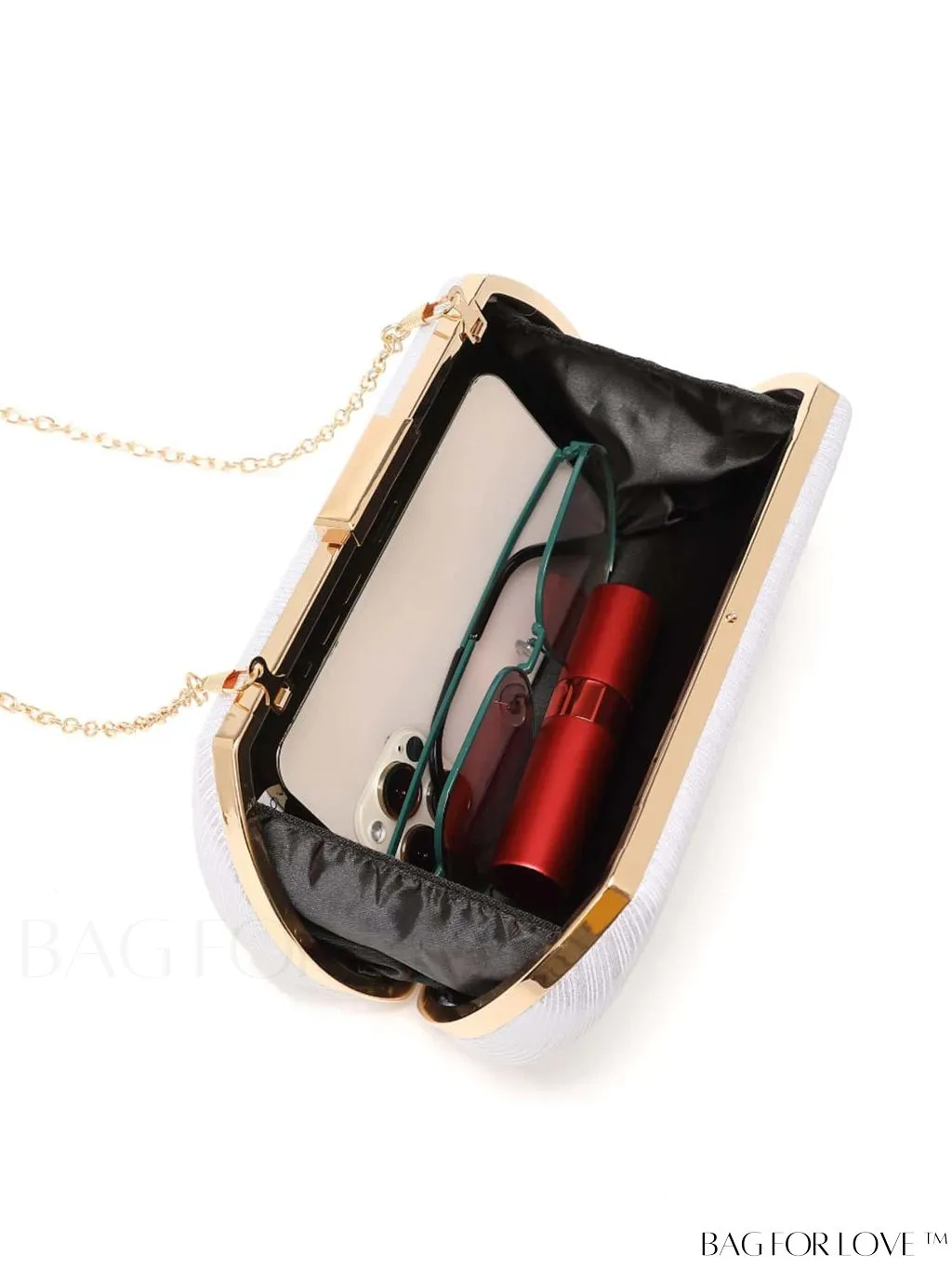 BagForLove - Compact Box Bag with Chain Strap - Ideal Bridal Purse for Weddings, Proms & Parties