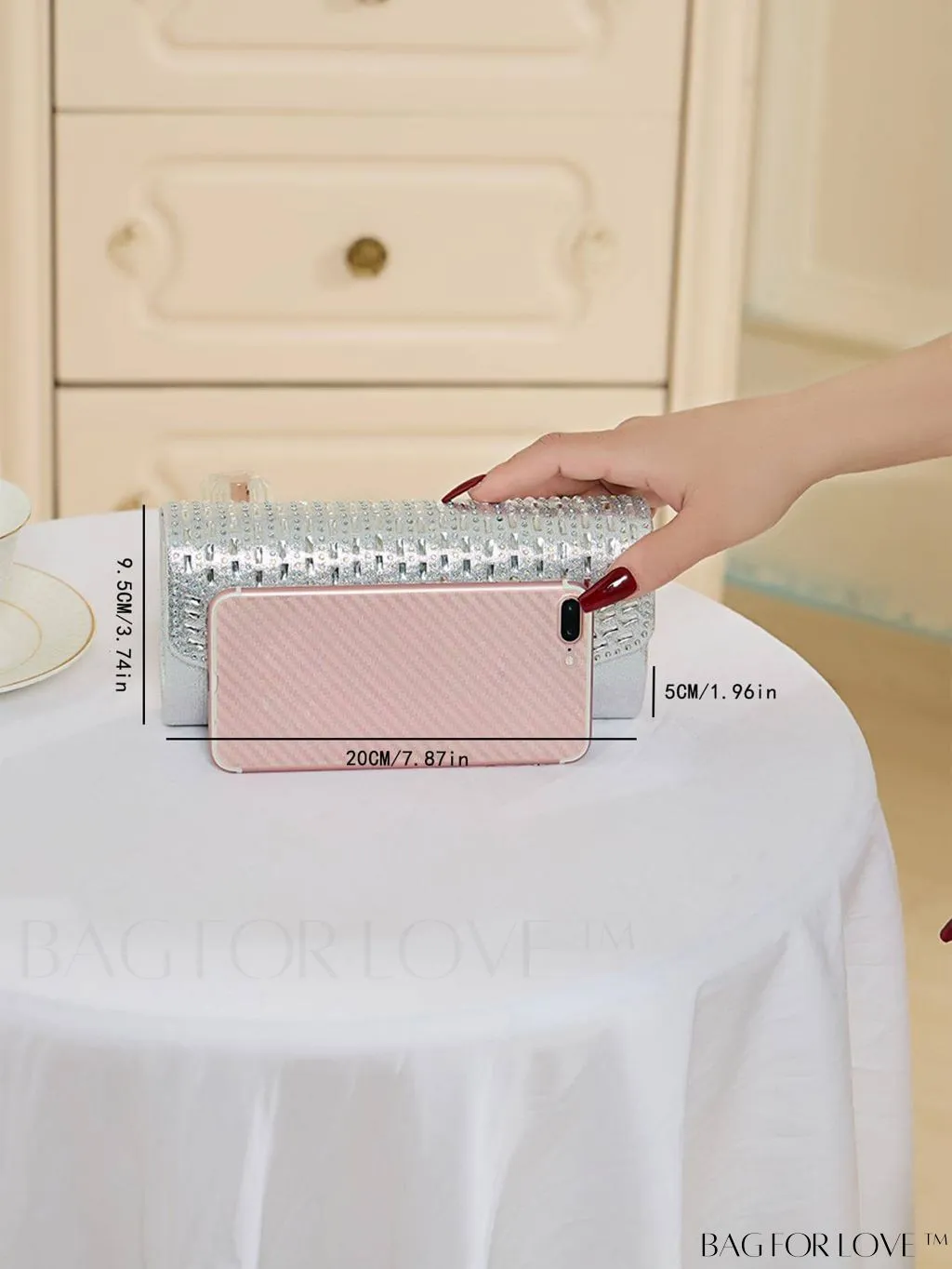 BagForLove - Compact Envelope Bag with Rhinestone Embellishments