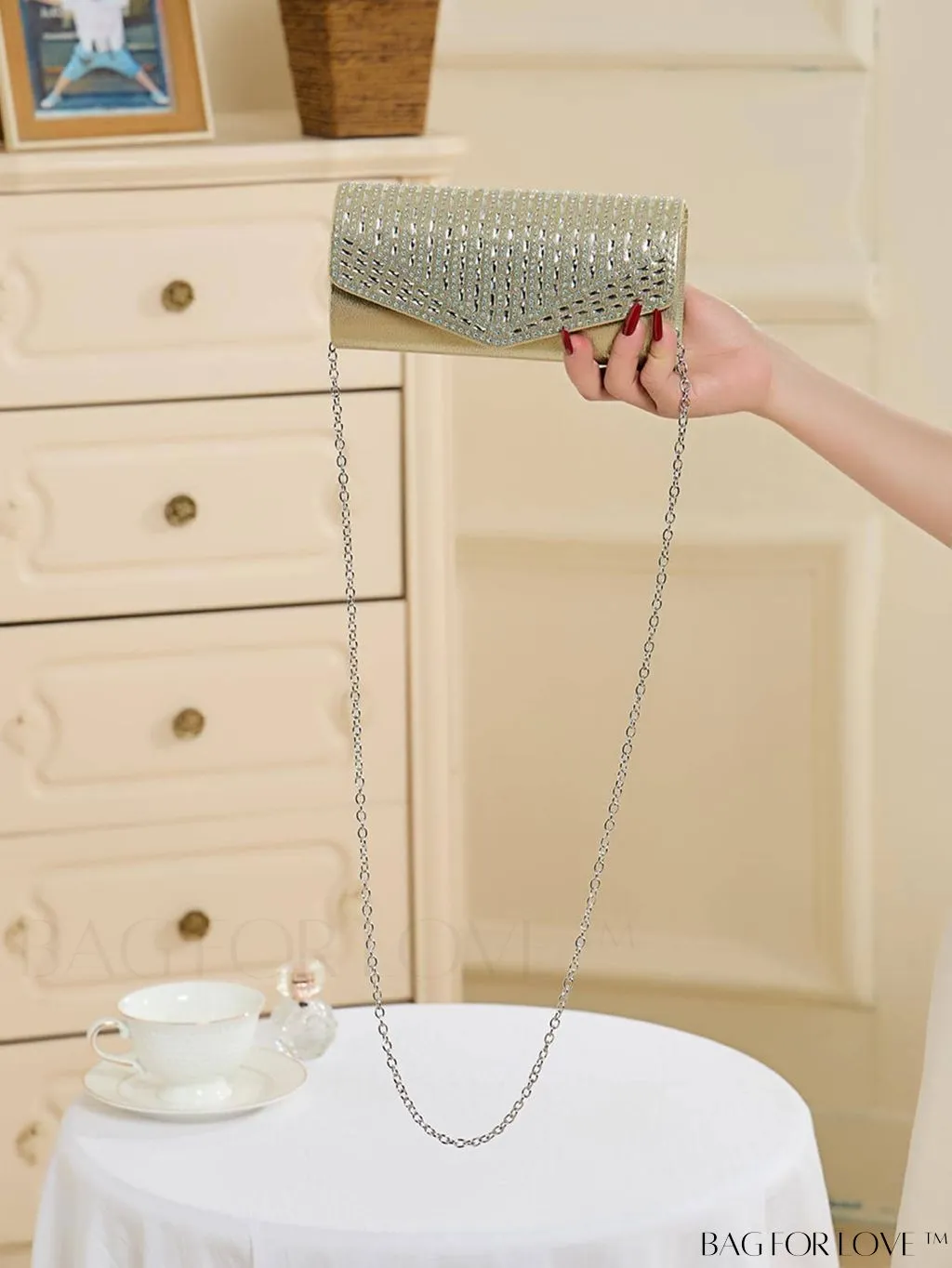 BagForLove - Compact Envelope Bag with Rhinestone Embellishments
