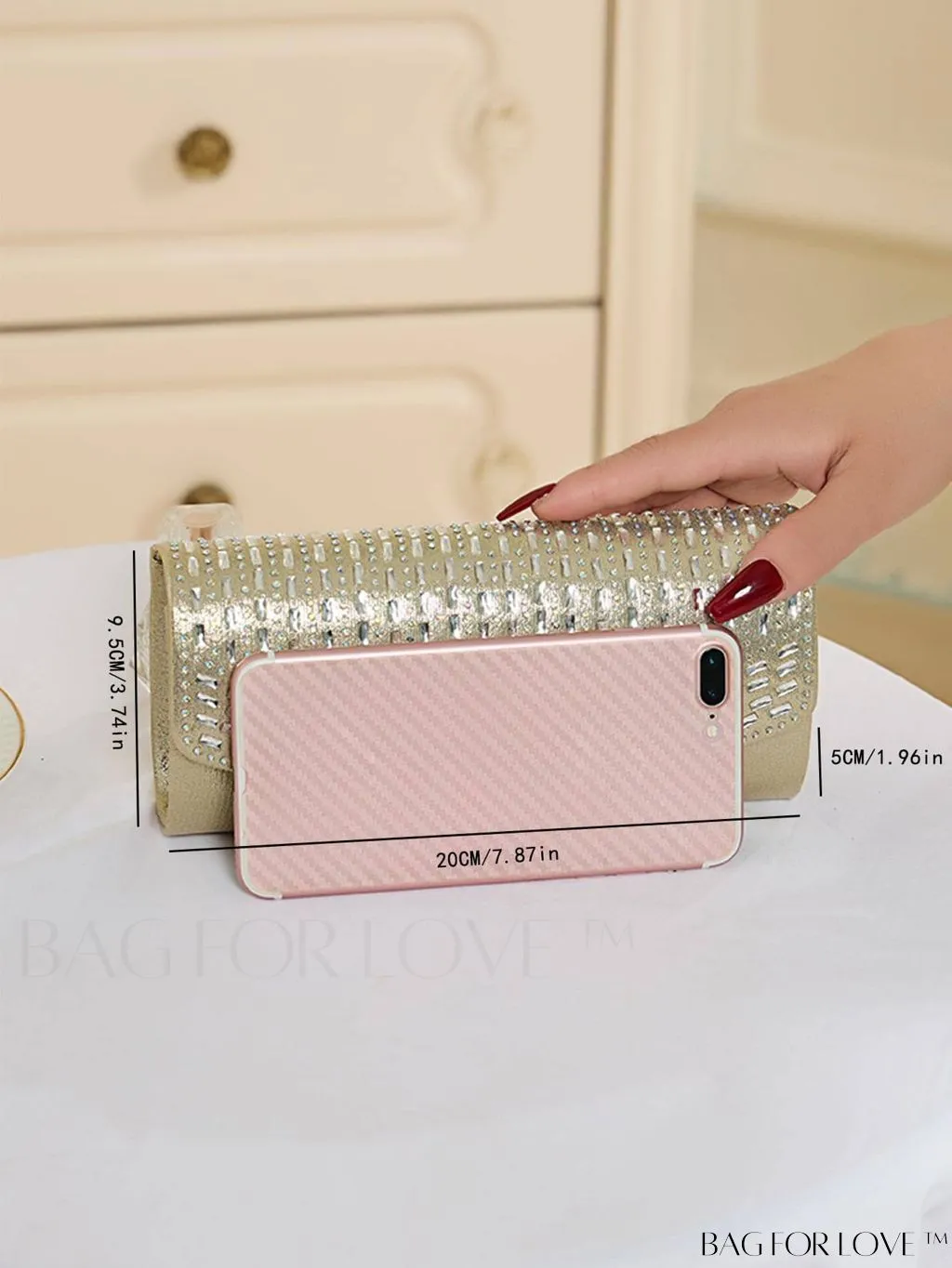 BagForLove - Compact Envelope Bag with Rhinestone Embellishments
