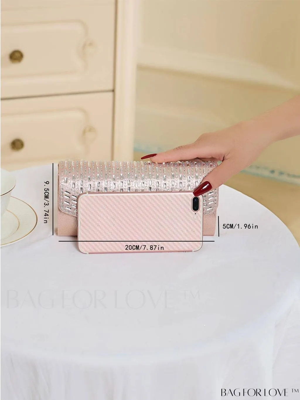 BagForLove - Compact Envelope Bag with Rhinestone Embellishments